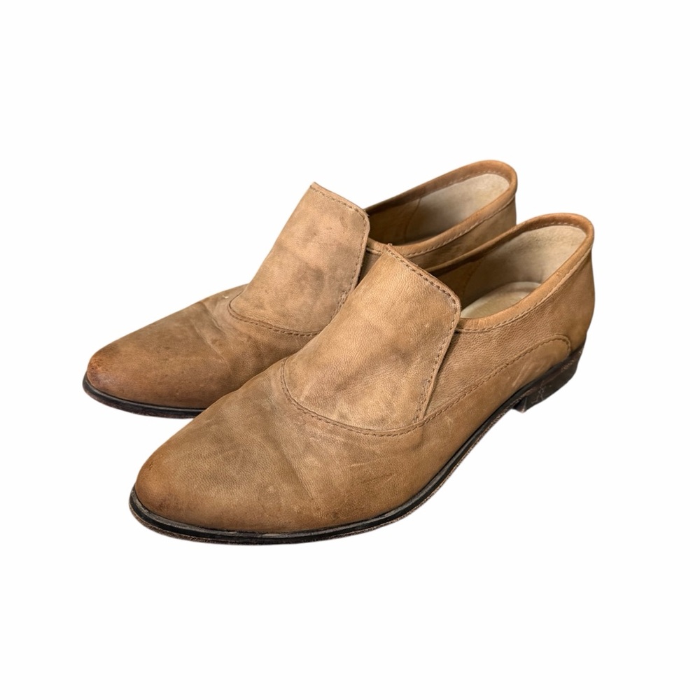 Free People Brady Tan Leather Slip On Loafers—41